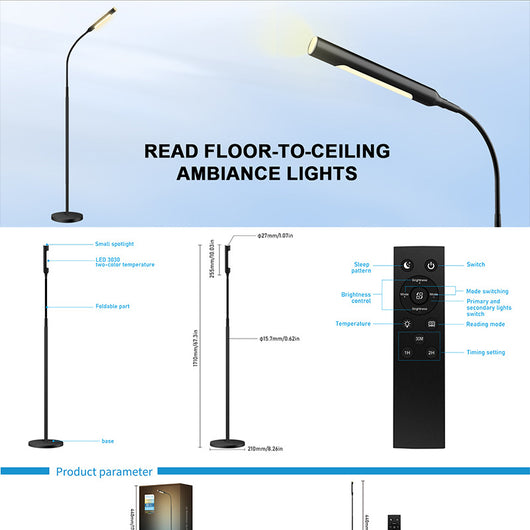 Lámpara de Pie Regulable para Lectura - Luz Cálida Ajustable - Image 11