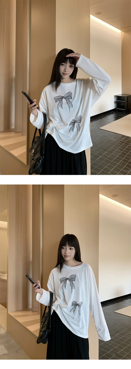 Blusa Larga Estampado Moño Mujer Suelta y Cómoda - Image 16