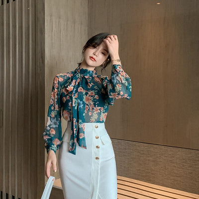 Blusa Floral Hada con Mangas Linterna para Mujer