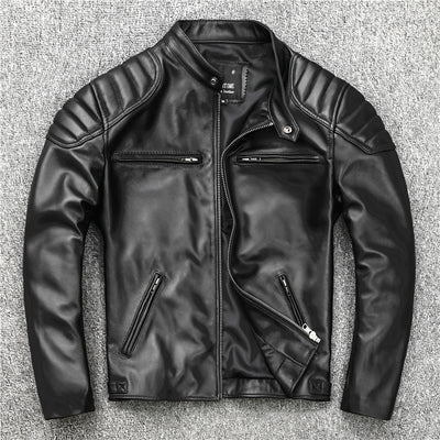 Chaqueta de Cuero Slim Fit con Cuello Mao para Hombre - Image 3