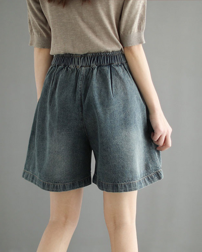 Shorts de Mezclilla Talle Alto Plus Size con Detalle Artístico Desgarrado y Pierna Ancha - Image 11