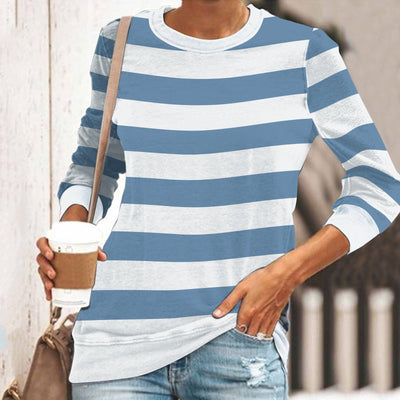 Camiseta Manga Larga Casual con Rayas - Cuello Redondo Impresión 3D - Image 2