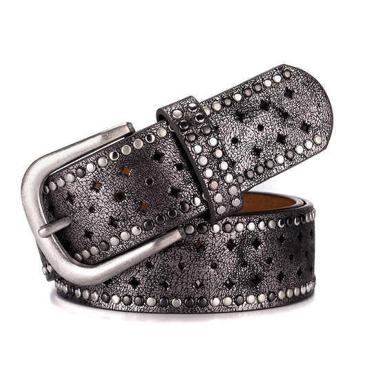 Cinturón de Moda con Hebilla de Remaches y Strass para Jeans - Image 4