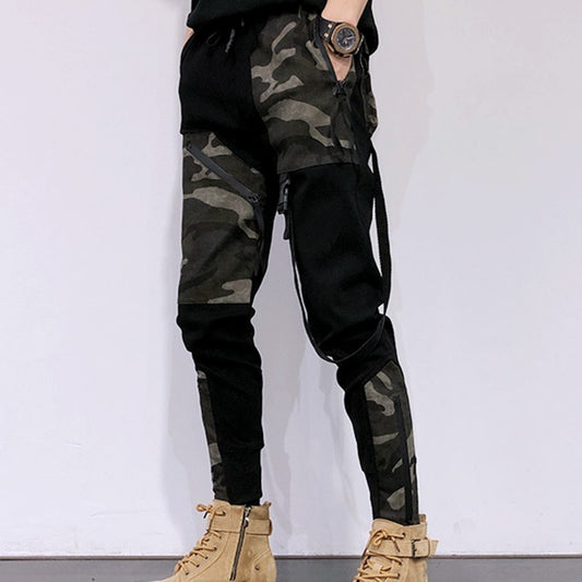 Overol Casual Funcional Camuflado con Costuras de Personalidad Slim