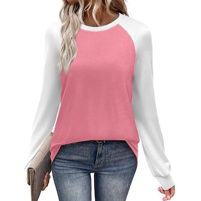 Camiseta Manga Larga Combinada Casual Cuello Redondo Multiuso - Image 4