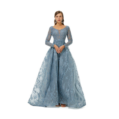 Vestido de Noche Elegante con Encaje Calado y Textura Luxury - Image 4