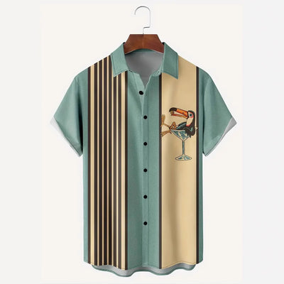 Camisa Hawaiana de Rayas con Cierre de Hebilla para Hombre - Image 5