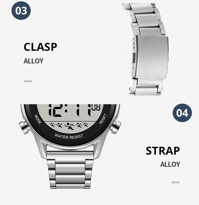 Reloj Deportivo Digital Acero Inoxidable Pantalla Grande Resistente al Agua - Image 10