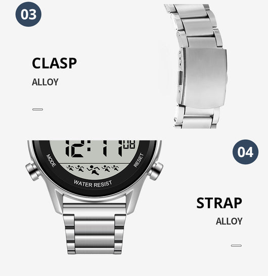 Reloj Deportivo Digital Acero Inoxidable Pantalla Grande Resistente al Agua - Image 10