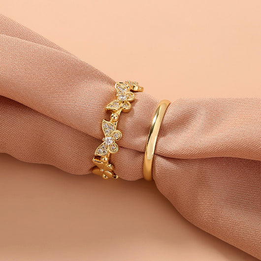 Anillo Ajustable de Latón con Mariposa de Circonia - Image 9
