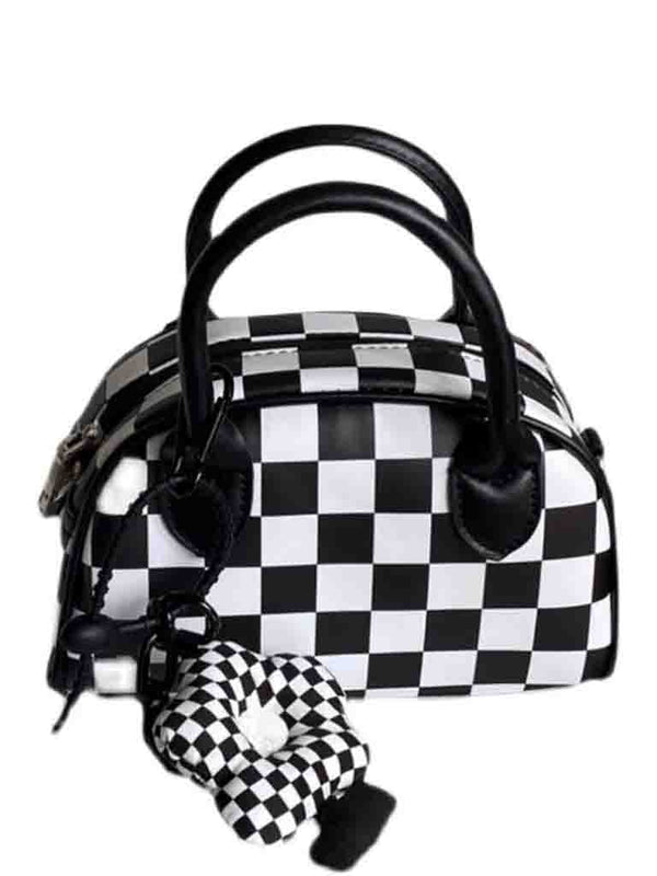 Bolso Pequeño Cuadros con Dije de Flor - Diseño Exclusivo y Moderno - Image 6