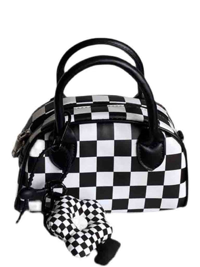 Bolso Pequeño Cuadros con Dije de Flor - Diseño Exclusivo y Moderno - Image 6