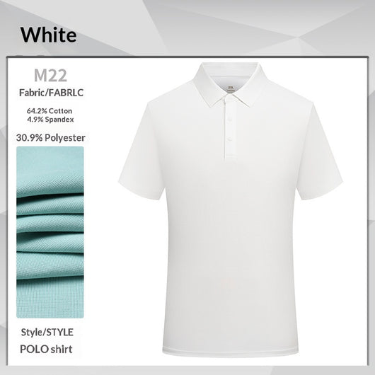 White short-sleeve polo shirt for men, made from a mercerized cotton blend with a three-button placket. - Image 6