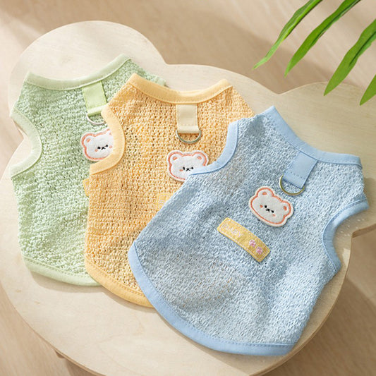 Ropa Transpirable para Mascotas con Diseño Calado y Parche de Osito