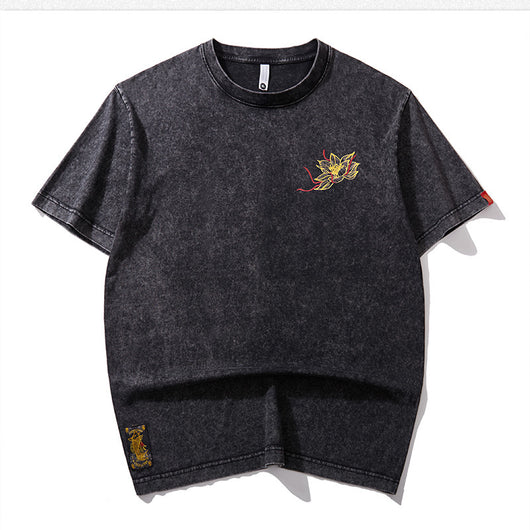 Playera de Pareja Manga Corta para Niño Verano con Bordado de Loto - Image 5