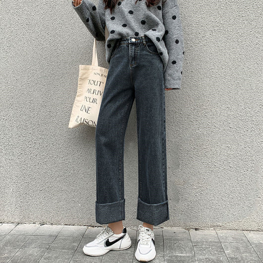 Jeans Rectos de Cintura Alta con Drapeado Suelto - Primavera Otoño - Image 20