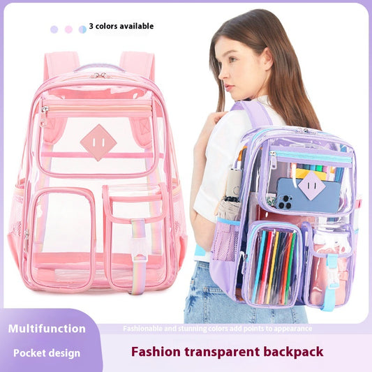 Mochila Escolar Transparente Impermeable para Primaria y Secundaria - Image 2