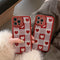 Funda para Celular con Bordado de Cuadrícula y Corazones