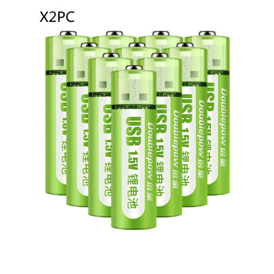 Two green USB rechargeable AA batteries with 1.5V constant voltage, labeled "Doublepow" and "USB 1.5V". - Image 9