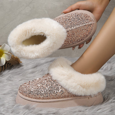 Pantuflas Invierno Mujer con Lentejuelas y Suela Gruesa Acolchada - Cálidas para Casa y Exterior - Image 20