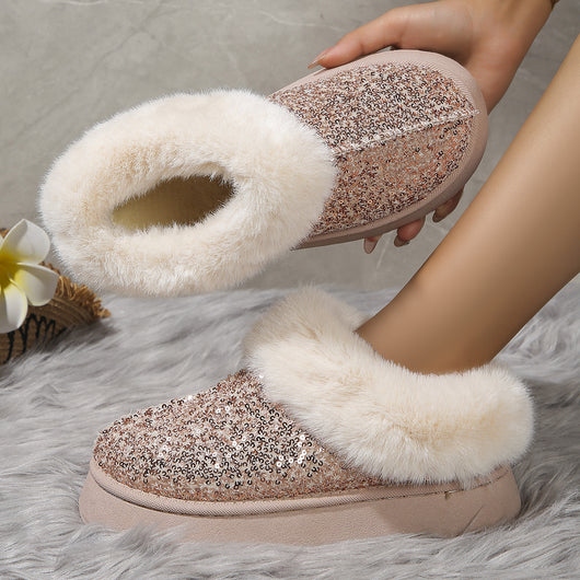 Pantuflas Invierno Mujer con Lentejuelas y Suela Gruesa Acolchada - Cálidas para Casa y Exterior - Image 20