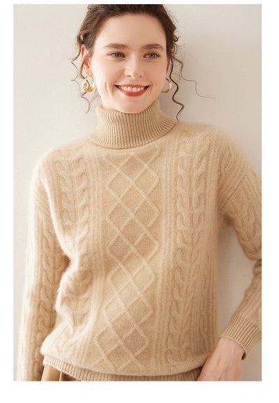 Suéter Cashmere Suelto con Cuello Alto - Tejido Grueso de Tres Capas - Image 30