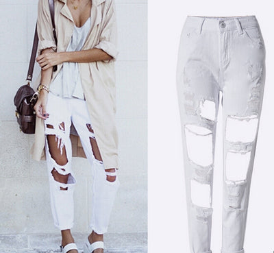 Pantalones Skinny Rotos de Cintura Alta para Mujer - Image 8