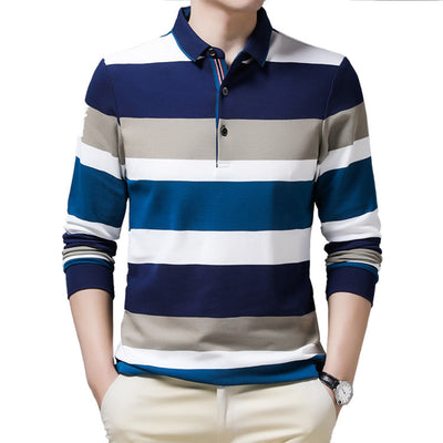Camisa de Manga Larga con Cuello Italiano a Rayas - Image 4