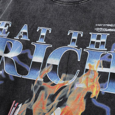 Playera Manga Larga Estampado Flamas - Diseño Europeo Vintage Desgastado - Image 3