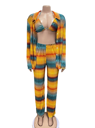 Traje de Pantalón Plisado Estampado con Stretch para Mujer - Image 15