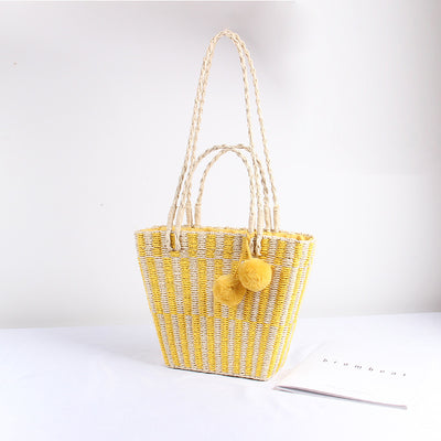 Bolsa de Playa Coreana Estilo Vacaciones - Bandolera Tejida para Mujer - Image 3