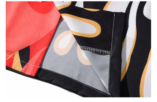 Camisa Estampada Flame Personalidad Americana de Manga Corta para Hombre - Image 12