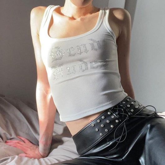 Chaleco Casual Corto con Strass y Letras para Mujer - Image 15