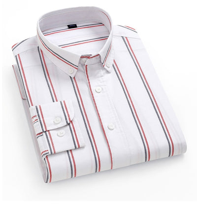 Camisa Oxford de Algodón a Rayas Antirruga para Hombre - Image 20