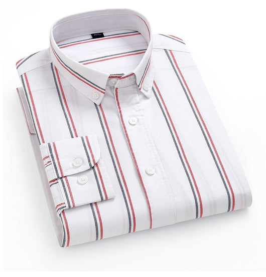 Camisa Oxford de Algodón a Rayas Antirruga para Hombre - Image 20