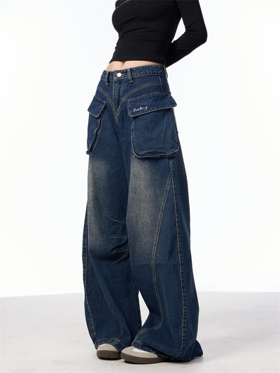 Pantalones Vaqueros Anchos de Cintura Alta con Bolsillos Funcionales - Image 23