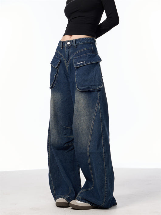 Pantalones Vaqueros Anchos de Cintura Alta con Bolsillos Funcionales - Image 23