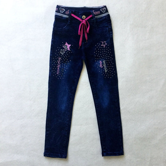Jeans Ajustados para Niña con Cordones y Bordado de Diamantes - Image 7