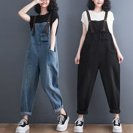 Overol de Mezclilla para Mujer Estilo Retro Casual Holgado con Tirantes - Image 10