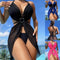 Conjunto de 3 Bikinis Halter Cuello Dividido Colores Sólidos para Playa
