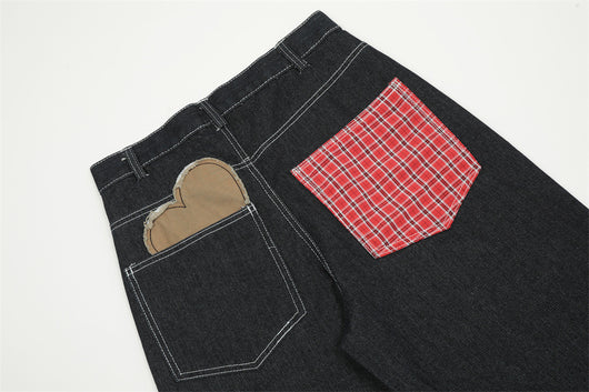 Pantalones Vaqueros Rectos con Parches de Contraste para Hombre - Image 14