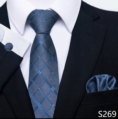 Conjunto Completo de Accesorios Ejecutivos: Corbata, Pañuelo y Gemelos Formales - Image 12