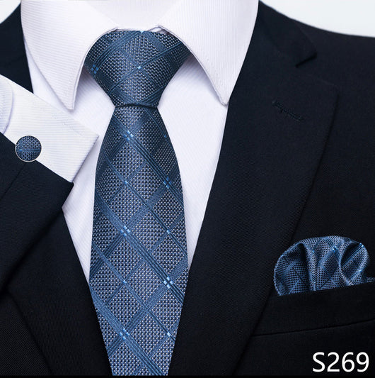 Conjunto Completo de Accesorios Ejecutivos: Corbata, Pañuelo y Gemelos Formales - Image 12