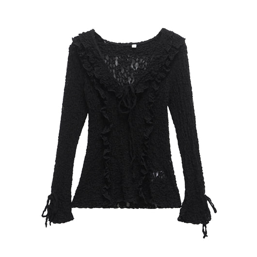 Blusa Ajustada de Encaje con Mangas Largas para Primavera y Verano - Image 2
