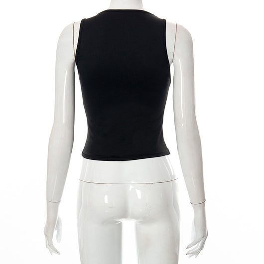 Blusa Casual de Verano Sin Mangas Cuello Redondo Colores Lisos - Image 20