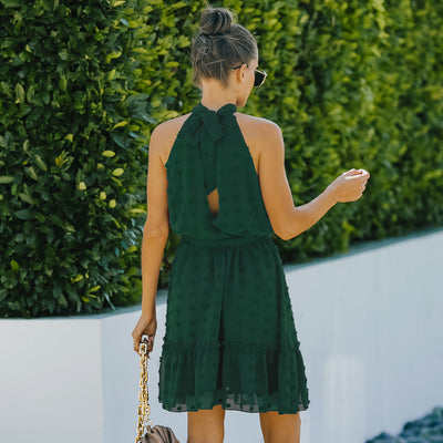 Vestido Halter de Chifón con Escotes Jacquard - Image 28