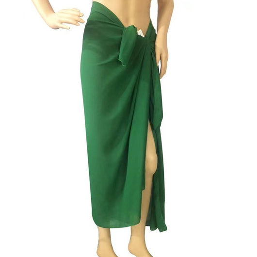 Women's navy blue chiffon sarong, long and flowing, draped over a model's arm against a white background. - Image 17