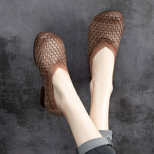 Zapatos de Cuero Retro con Tacón Bajo para Mujer - Image 5