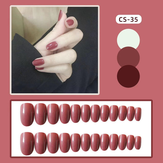 Pegatinas de Uñas Largas Marrón Camafeo Oscuro - Image 2