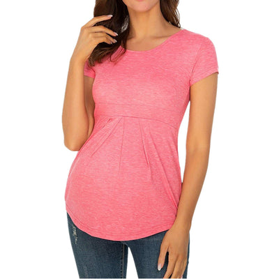 Playera Maternal de Manga Corta con Volantes y Pliegues - Image 7